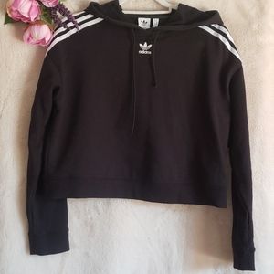 Adidas Small Black Cropped Hoodie Sweater